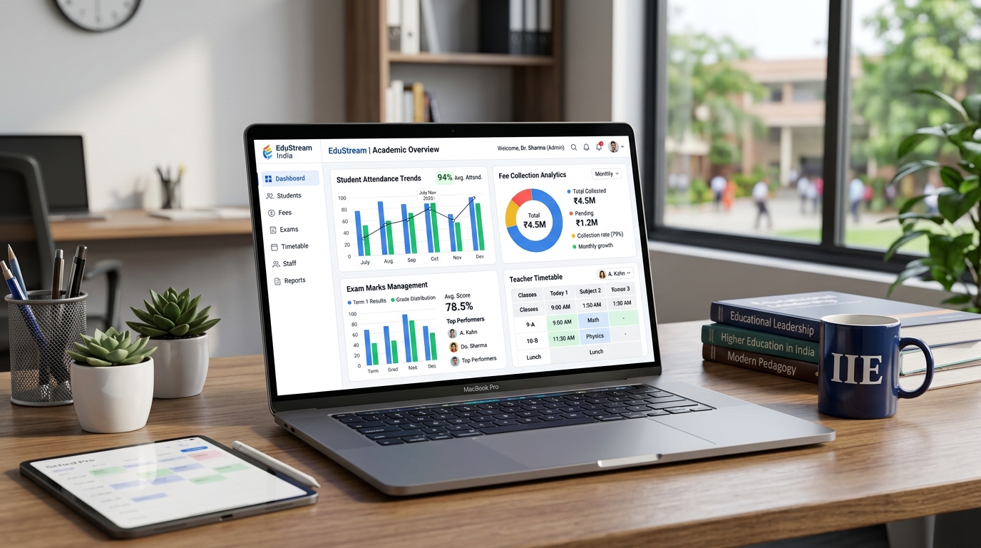 Shyama Vidyalaya and Coaching Institute Management ERP software dashboard
